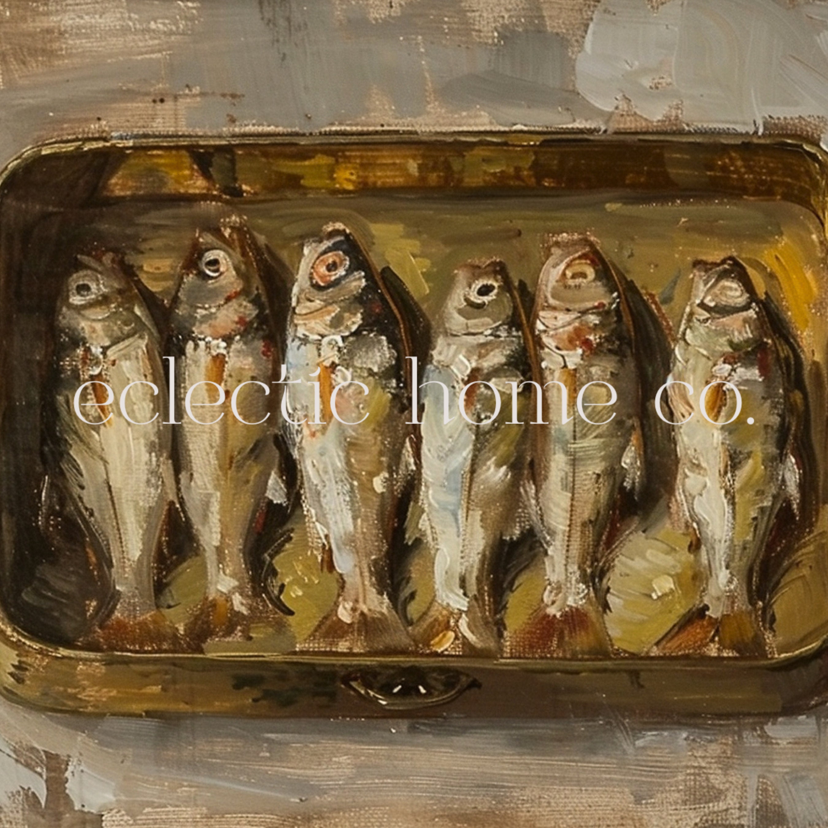 Vintage Sardine Painting Printable Wall Art Sardine Print Downloadable