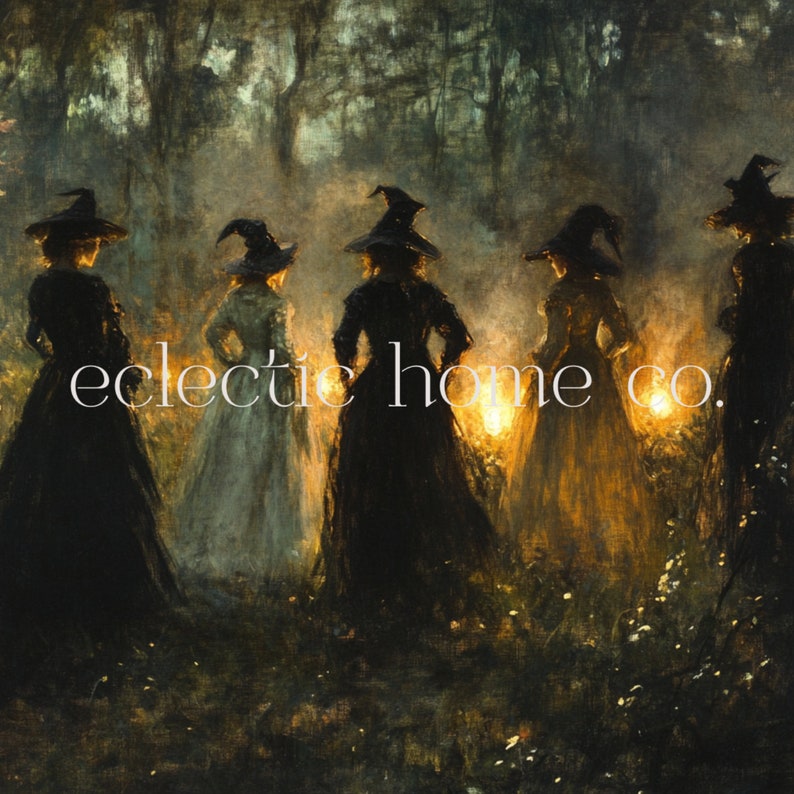 Frame TV Art Fall, Witch Coven Art, Autumn Painting, Moody Wall Art, Downloadable Art, Frame TV Art, Art for the Frame TV, Frame TV Art Vintage, TV Frame Painting, Samsung Frame TV Art, Dark Cottagecore, Witchy Frame TV Art, Country Cottage Halloween