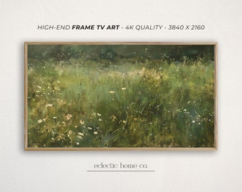 Frame TV Art Spring Vintage Painting Downloadable, Minimalist Sage Green Wall Art for The Frame TV, Cottagecore Floral Art for Samsung Frame