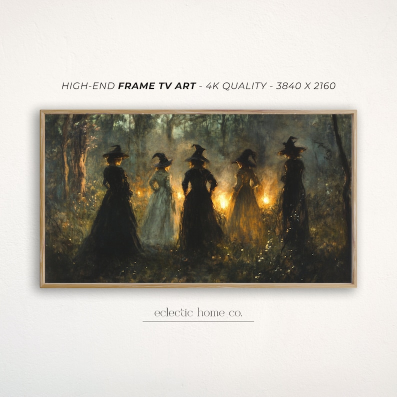 Frame TV Art Fall, Witch Coven Art, Autumn Painting, Moody Wall Art, Downloadable Art, Frame TV Art, Art for the Frame TV, Frame TV Art Vintage, TV Frame Painting, Samsung Frame TV Art, Dark Cottagecore, Witchy Frame TV Art, Country Cottage Halloween