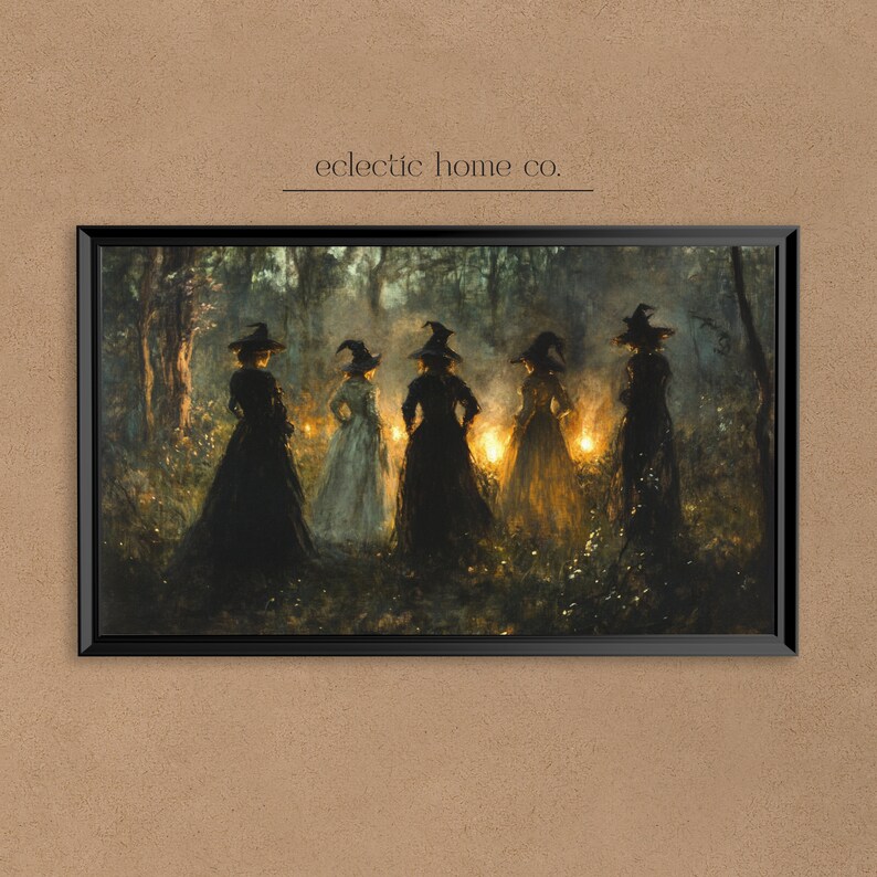 Frame TV Art Fall, Witch Coven Art, Autumn Painting, Moody Wall Art, Downloadable Art, Frame TV Art, Art for the Frame TV, Frame TV Art Vintage, TV Frame Painting, Samsung Frame TV Art, Dark Cottagecore, Witchy Frame TV Art, Country Cottage Halloween