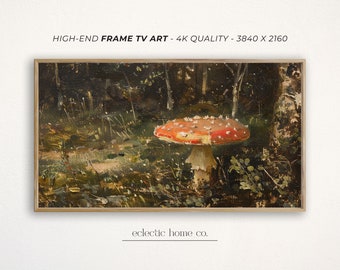 Vintage Samsung Frame TV Art Toadstool Painting Moody Wall Art, Cottagecore Mushroom Wall Art for The Frame TV, Witchy Decor TV Art Download