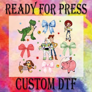 Watercolor Toy Story Ready To Press, Retro Toy Story Dtf Transfer, Toy Story Friends Heat Press, Watercolor Woody Buzz Jessi Rex Dtf Prints