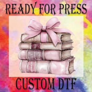 Coquette Book DTF Transfer: Pink Bow, Retro Bookish Print