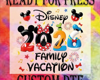 Disney 2026 Family Vacation DTF Transfer, Mouse And Friends Ready To Press