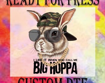 Big Hoppa Easter Bunny Dtf Transfer, Hip Hop Bunny Ready To Press