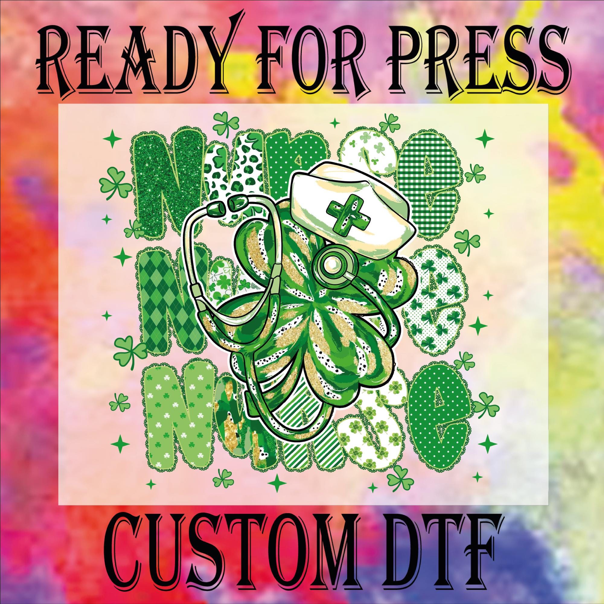 St Patricks Day Nurse Dtf Transfer, Stethoscope Bow Ready to Press - Etsy