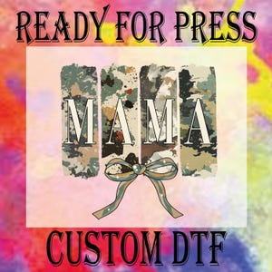 Mama Camo Coquette Bow DTF Transfer: Ready To Press