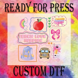 Teach Love Inspire Ready To Press, Watercolor Teacher DTF Transfer, Gift For Teacher Heat Press DTF, Brushstroke School DTF Prints