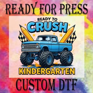 Kindergarten DTF Transfer: Back to School Truck Design, Ready To Press