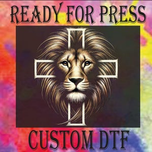 Lion of Judah DTF Transfer: Jesus Lion Christian Heat Press Print