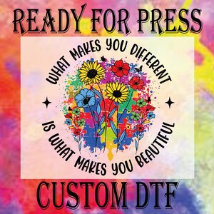 What Make You Different Make You Beautiful Dtf, Retro Wildflower Autism Ready To Press DTF Transfers, Colorful Autism Puzzle Dtf, Autism DTF