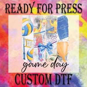 Watercolor Volleyball DTF Transfer: Game Day Heat Press Design
