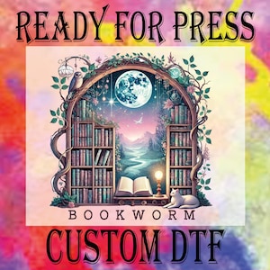 Bookworm DTF Transfer: Retro Book Lover Heat Press Print