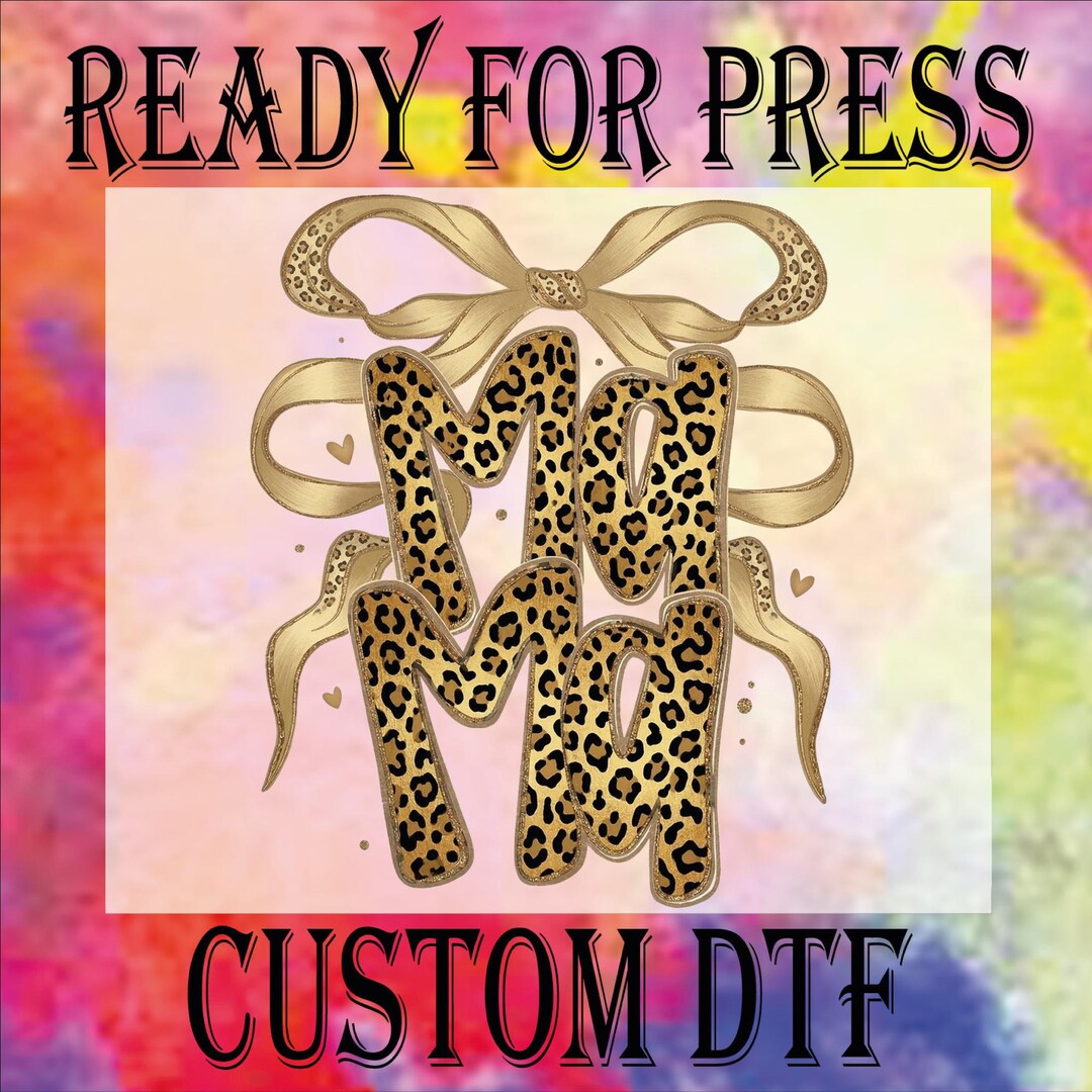 Mama Leopard DTF Transfer, Glitter Coquette Bow Ready to Press - Etsy