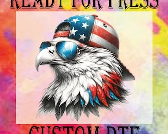 American Eagle 4th of July DTF Transfer, Ready To Press Heat Transfer