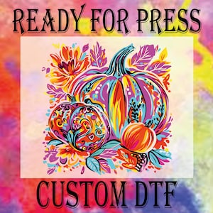 Fall Floral Pumpkin DTF Transfer: Boho Autumn Vibes, Ready To Press