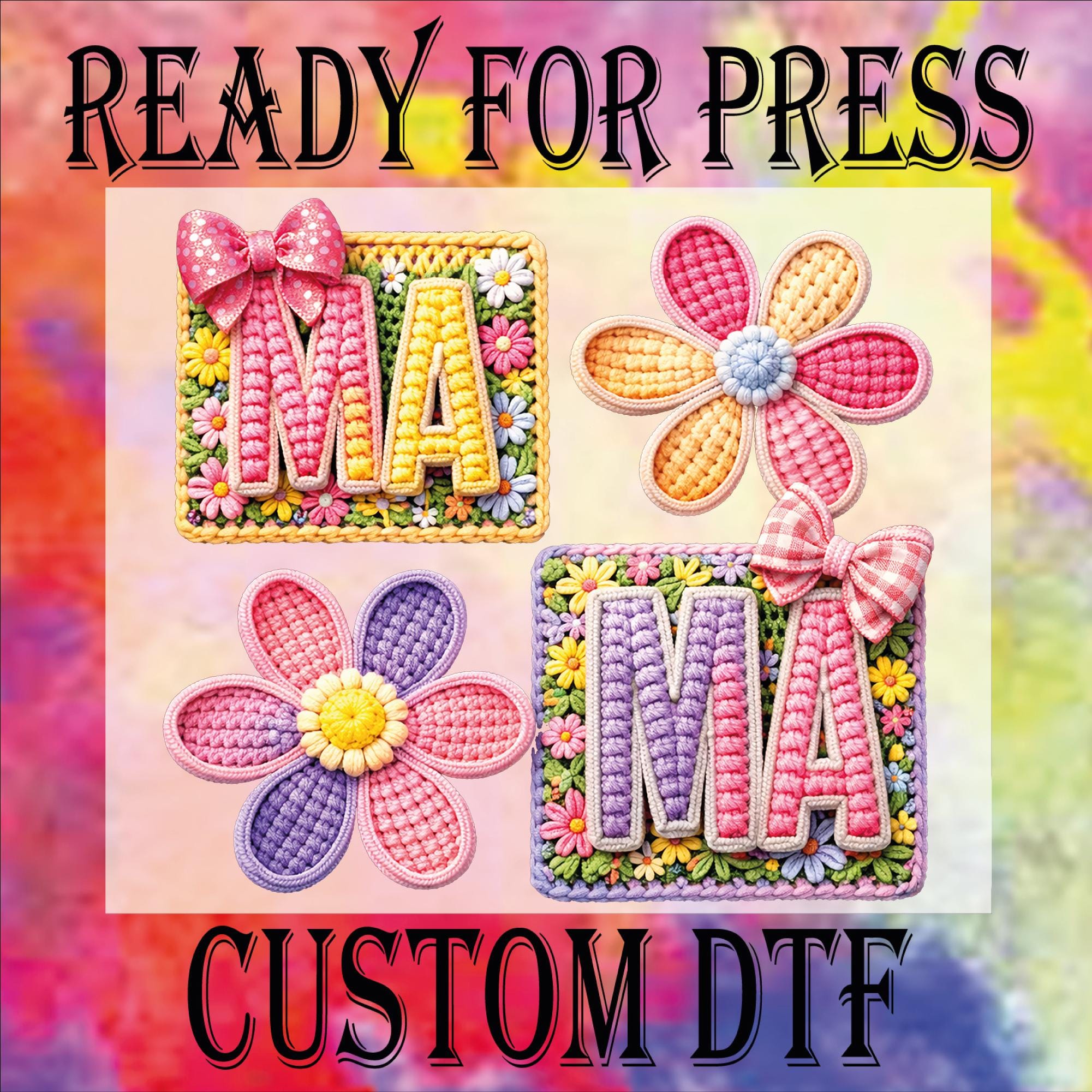 Faux Crochet Floral Mama DTF Transfer, Mothers Day Ready to Press - Etsy