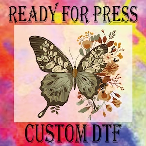 Floral Butterfly DTF Transfer: Ready To Press Heat Transfer