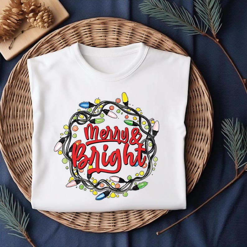 Merry and Bright Ready to Press, Merry Christmas Dtf Transfer