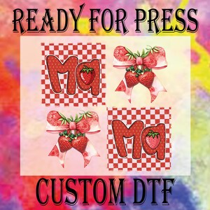 Mama Strawberry Ready To Press, Preppy Mama DTF Transfer, Strawberry Bow Heat Press DTF, Trendy Summer Mom DTF Prints, Pink Mama Dtf