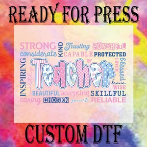 Preppy Floral Teacher Ready To Press, Cute Pastel Back to School DTF Transfer, Gift For Teacher Heat Press DTF, Flower Teacher DTF Prints