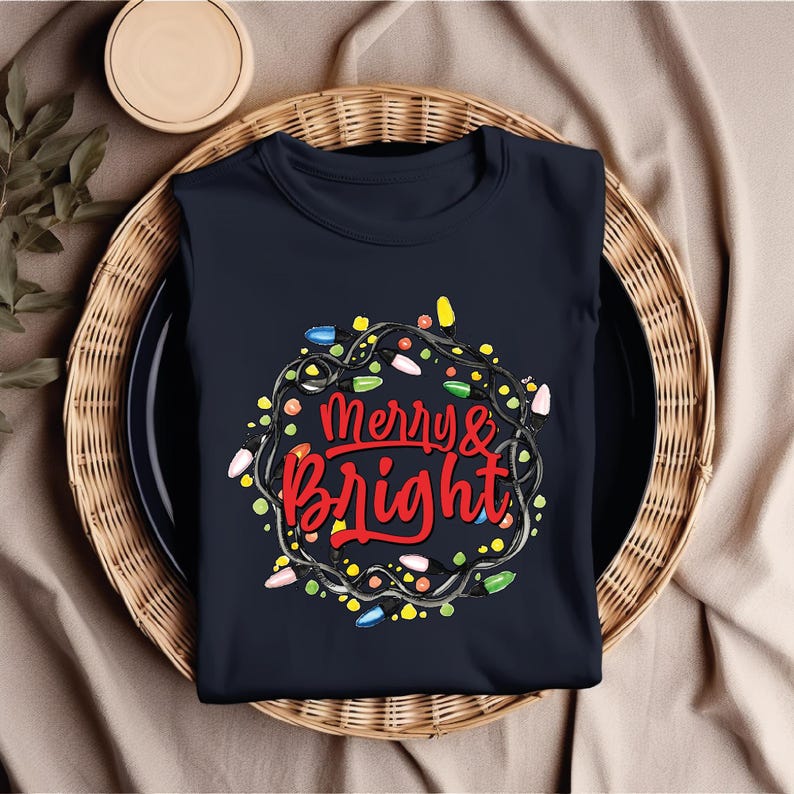 Merry and Bright Ready to Press, Merry Christmas Dtf Transfer