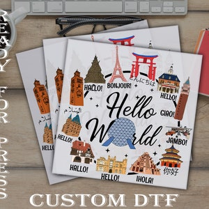 Disney Epcot World Traveler Ready To Press, Disney World Adventure Dtf Transfer, Hello World Dtf, Disney World Heat Press, Disney Dtf Prints