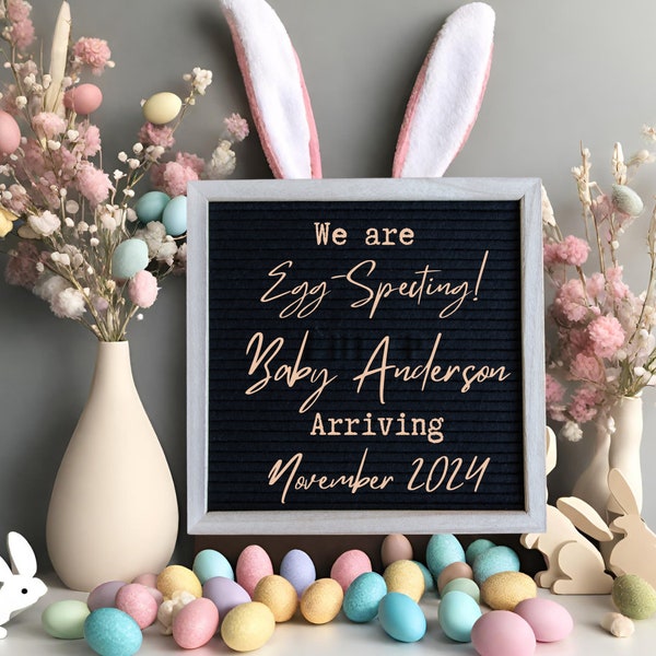 EGG-SPECTING Customizable Canva Template Easter Pregnancy Announcement Pregnant Egg Due Date Spring Colors Instagram Personalized Minimalist