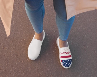 Women’s slip-on canvas shoes America's flag stylish cool