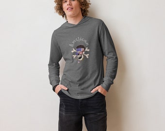 Hooded long-sleeve tee skull American unisex