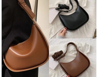 New models for women, leather shoulder bags, crescent bags, armpit bags, daily bags, simple bags, handbags, gifts for her