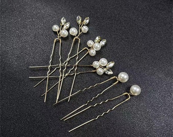 6pcs Pearl Bridal Wedding Hair Pins, Crystal HairPin, Wedding hair Clip, Pearl handmade hair comb,crystal hair comb,Gift