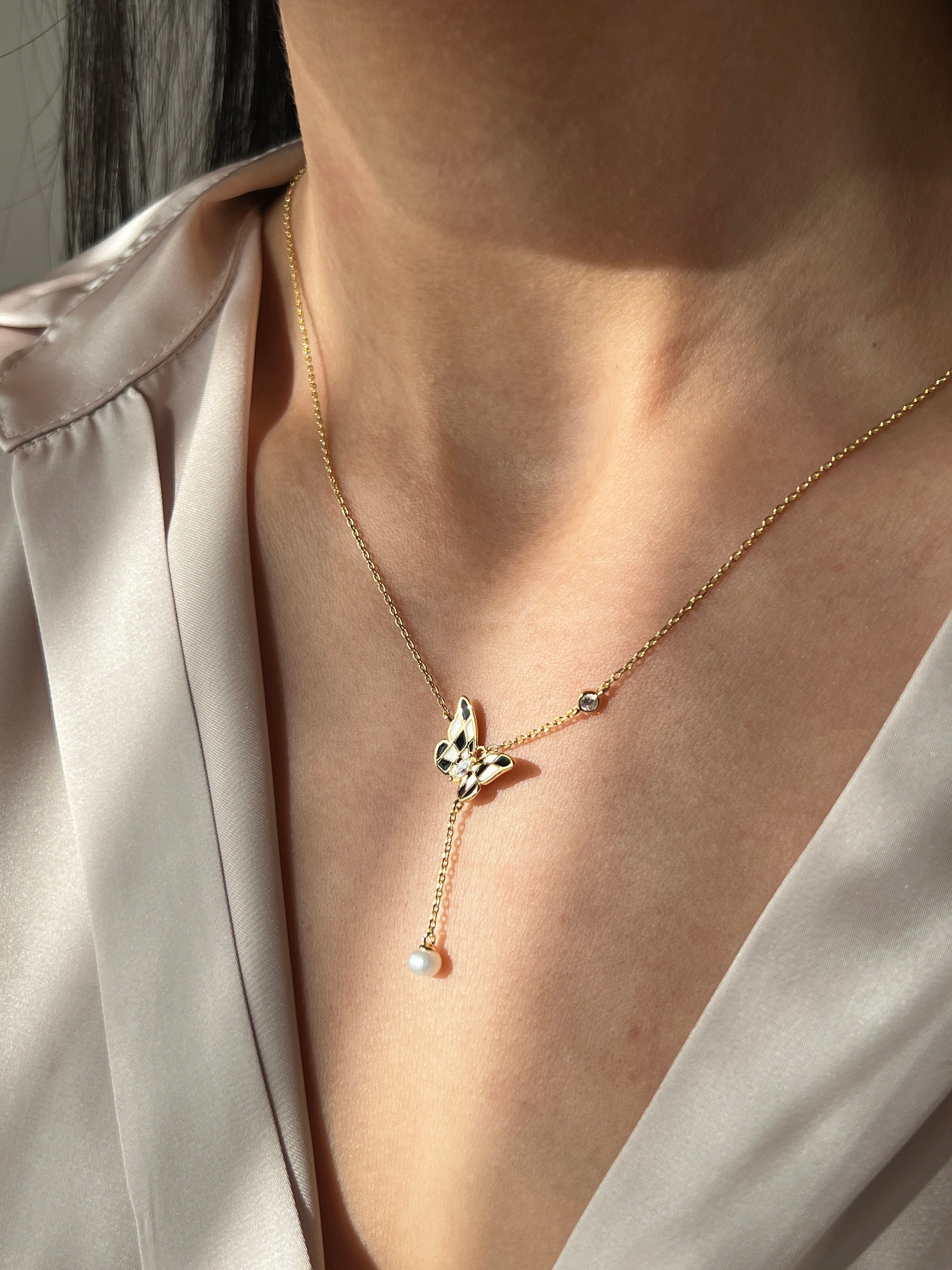 Butterfly Necklace 925K Sterling Silver Freedom Jewelry 14K Gold Plated ...