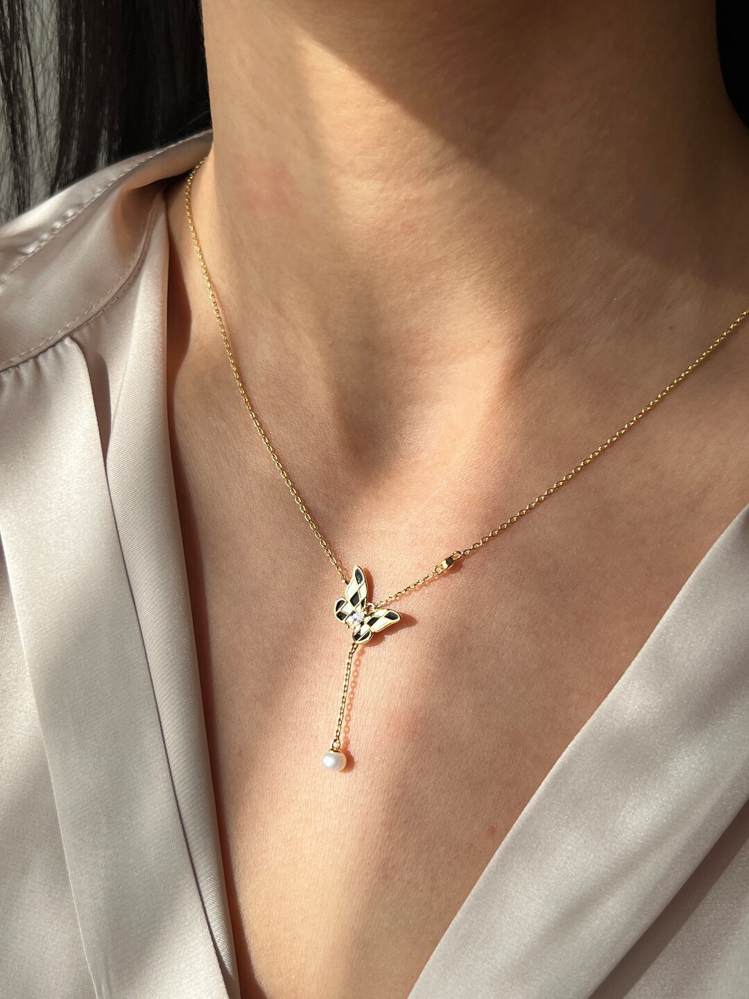 Butterfly Necklace 925K Sterling Silver Freedom Jewelry 14K Gold Plated ...