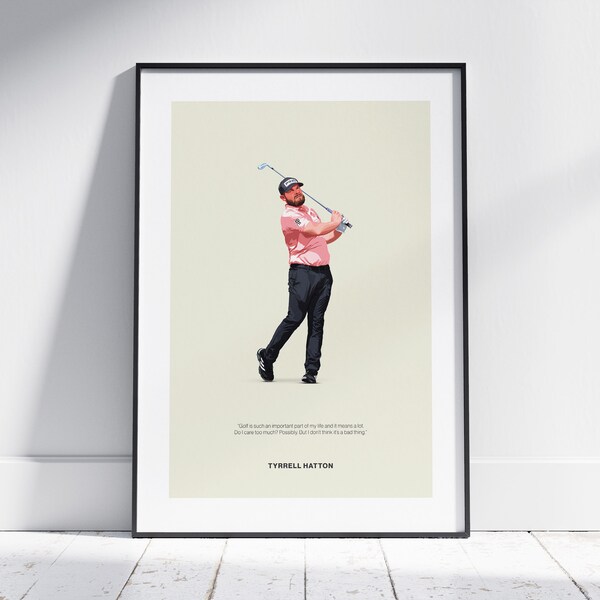 Tyrrell Hatton Poster, Golf Gift for Men, PGA Tour Gifts for Him, Golf Present for Husband, Golf Bedroom & Office Art