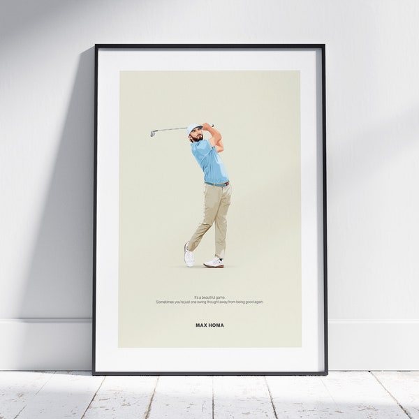 Max Homa Poster, Golf Gift for Men, PGA Tour Gifts for Him, Golf Present for Husband, Golf Bedroom & Office Art