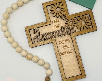 Resurrection easter cross decor svg file, cross decor digital file, easy laser file, easter cross, resurrection svg, cross decor, religion