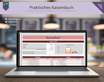 Cash book red, financial planner, budget planner, accounting for small businesses, small business, Excel template, income and expense calculator