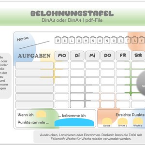 Belohnungstafel Kinder A3 & A4 Poster als pdf-File zum Sofort-Download