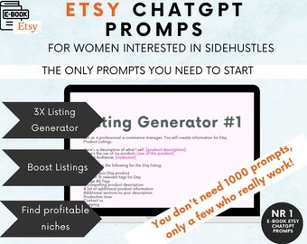 ChatGPT-prompts for Etsy Shop, Etsy Shop AI-prompts, ChatGPT Etsy-selling prompts, ChatGPT-prompts for Etsy Store, Etsy Store AI-prompts