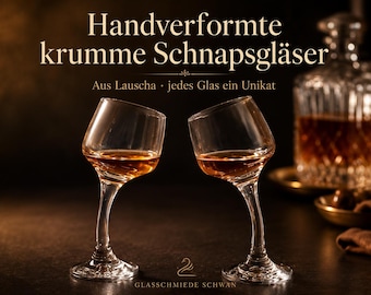 Vasos de chupito torcidos, juego de 2 o 4 – vasos de chupito con forma de mano de Lauscha – regalo para aguardiente, licor y brandy de frutas.