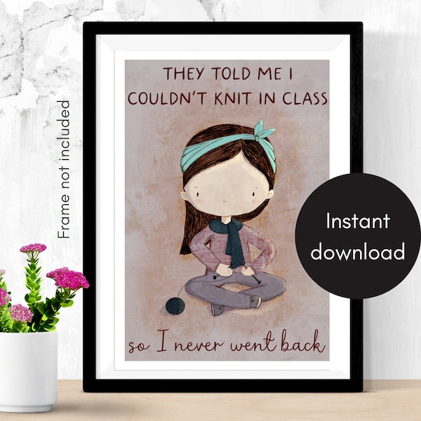 Printable artwork | knitting artwork | craft room artwork | craft room decor | knitting wall art | digital download | print at home