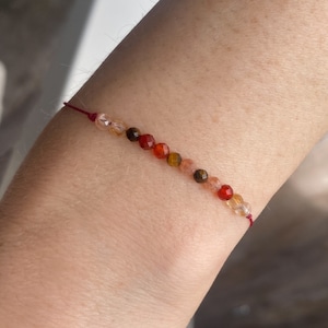 FIRE ELEMENTS energy manifestation bracelet, red healing crystal wish bracelet,  carnelian citrine tigers eye sunstone gemstone bracelet