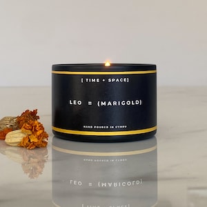 LEO ZODIAC geboortebloem kaars, goudsbloem geurende sojawas kaars, Leeuw sterrenbeeld cadeau, spiritueel cadeau, verjaardagscadeau, luxe geur