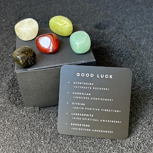 VIEL GLÜCK Heilkristalle, Energie Manifestation Kristallset, Geschenk zum Gesetz der Anziehung, spirituelles Geschenk, Kristalle für viel Glück