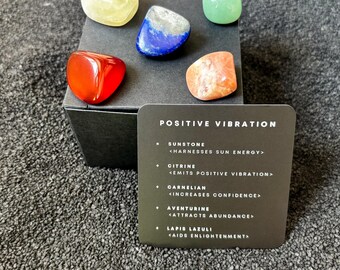 POSITIVE VIBRATION healing crystal set, positive energy manifestation crystals, law of attraction gift, spiritual gift, tumble stones gift