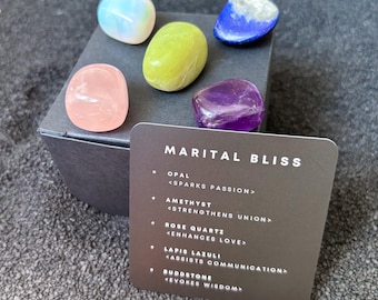 MARITAL BLISS healing crystal collection, energy manifestation crystal set, law of attraction gift, spiritual gift, wedding gift, engagement