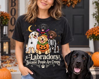 Labradore, weil Menschen gruselig sind (PNG) – Halloween-Hunde-Shirt-Design, süßes Labrador-Kostüm, kommerzielle Nutzung, digitaler Download