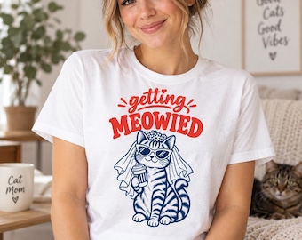 Katzen-Kaffee-Hochzeit (PNG) – Miauen beim Braut-Katzen-Shirt-Design – Lustiges Haustier-Sublimations-Download